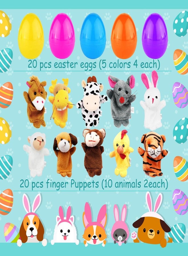 LUKBERA 20 Pcs Easter Eggs Filled with Finger Puppets, Plastic Egg with Cartoon Animal Puppets for Kids Easter Egg Hunt Basket Stuffers Fillers Party Favor Classroom Prize - Image 2